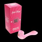 A close-up, angled view of the “Puff Puff Pass “Pink Kush” Strain Pipe” showcasing its curved design and smooth finish.