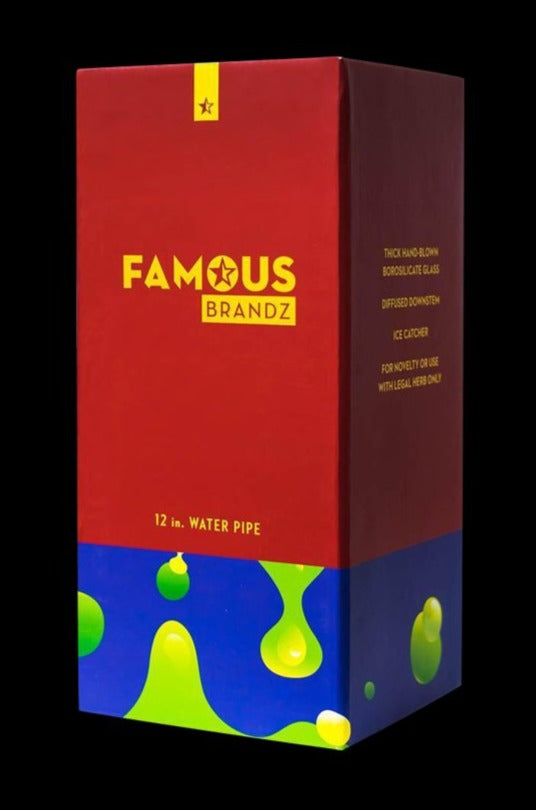 Front view of the Famous Design-Privilege Water Pipe, featuring a red glass design with a unique shape and glossy finish.