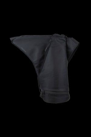 Black Puffco carrying case with zipper and drawstring closure.