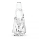 Front view of the Puffco x Ryan Fitt Recycler Glass for Peak & Peak Pro, showcasing its clear glass construction and intricate internal recycling design.