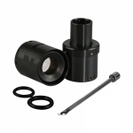 A slightly angled view of the Pulsar APX VOLT Blackout Atomizer Tank, disassembled with visible o-rings and a separate metal component.