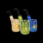 Front view of the Pulsar Bubble Matrix Sherlock Pipe, a clear glass pipe with a unique bubble textured design.