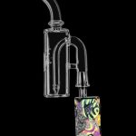 Front view of the Pulsar Petite Pocket Cart Rig Bubbler for Vapes, showcasing its compact size and clear glass construction.