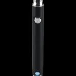 A front view of the Pulsar ReMEDi Variable Voltage Battery with Preheat, showcasing its sleek black cylindrical design.