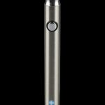 Front view of the Pulsar ReMEDi Variable Voltage Battery with Preheat, showcasing its sleek, cylindrical design on a dark background.