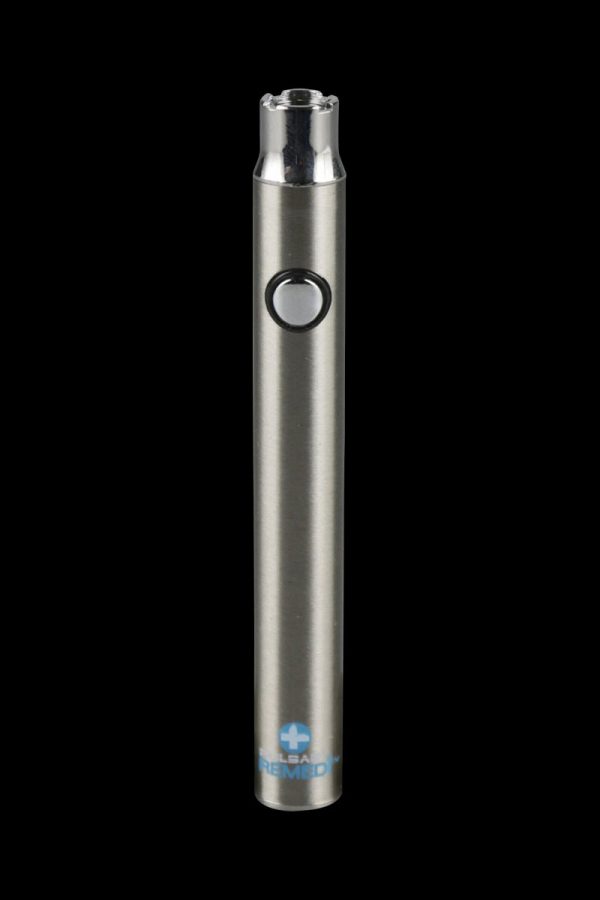 Front view of the Pulsar ReMEDi Variable Voltage Battery with Preheat, showcasing its sleek, cylindrical design on a dark background.