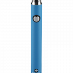 Front view of the Pulsar ReMEDi Variable Voltage Battery with Preheat, a sleek, silver-and-blue device against a plain white backdrop.