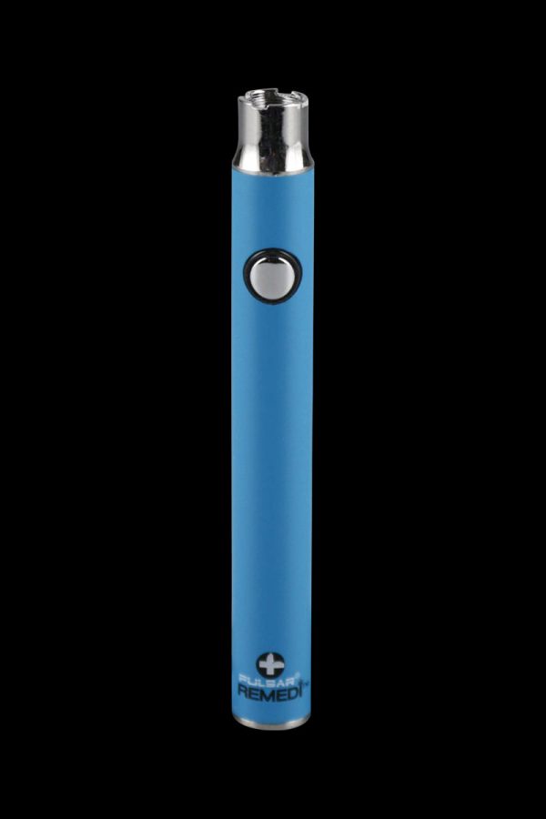 A front view of the Pulsar ReMEDi Variable Voltage Battery with Preheat, showing its sleek, cylindrical design against a plain background.