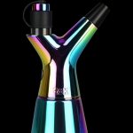 Front view of the Pulsar RöK Electric Dab Rig – Limited Edition – Full Spectrum, showcasing its colorful, iridescent glass design.