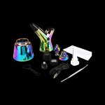 A top-down view showcases the Pulsar RöK Electric Dab Rig - Limited Edition, alongside its accessories on a dark surface.