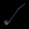 Black glass pipe with gold leaf detailing against a black background.