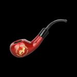 Red smoking pipe with gold-colored elvish script and a white tree emblem.