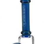 A front view of the Pulsar Modern Steamroller Pipe, showcasing the blue glass and simple cylindrical shape.