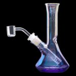 Front view of the 7-inch Queen of Bud Amethyst Dab Rig, showcasing the purple-tinted glass and curved neck design.