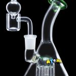 Glass water pipe (bong) with percolator and separate mouthpiece.