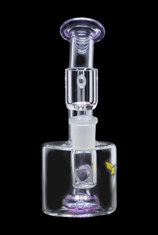 Front view of the Atomik Little Dipper Dab Rig, a compact glass rig with a clear body and visible joint.