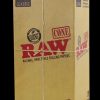 Front view of the RAW 4.25" Kingsize Classic Cones 1400pc bulk box, displaying branding and text on a brown cardboard background.
