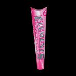 Package of pink Elements Ultra Thin King Size rolling cones against a black background.