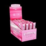 A display box of pink Elements ultra-thin rolling cones.