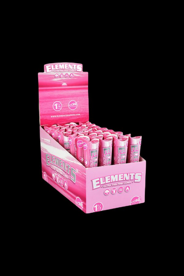 Box of pink Elements rolling cones.