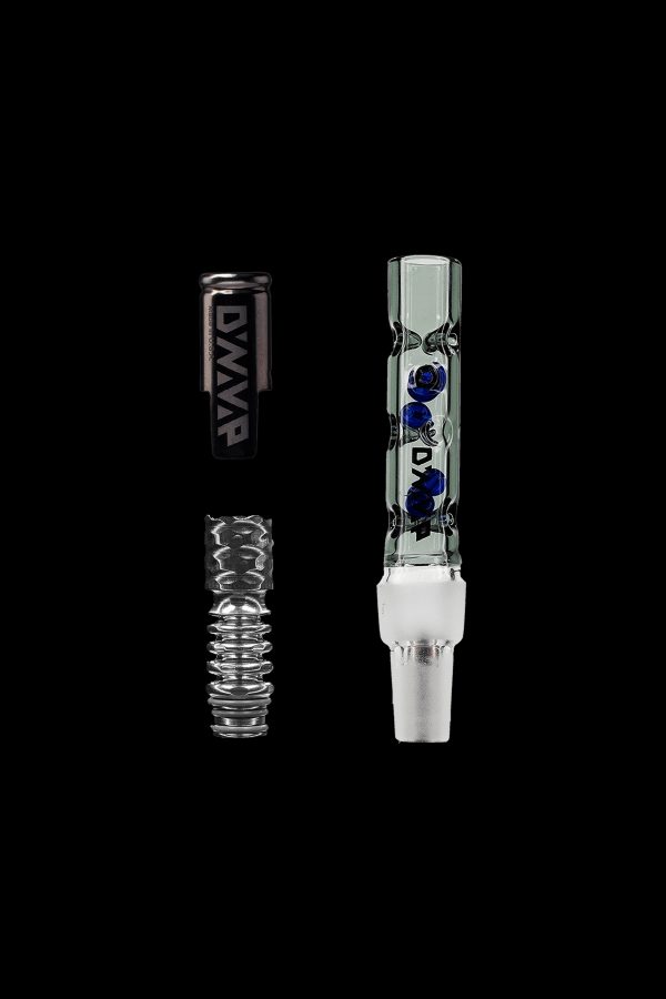 Glass bubbler pipes with colorful detailing, isolated on a black background.