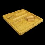 An overhead view of the RAW Backflip Magnetic Bamboo Rolling Tray, displaying its natural wood grain and magnetic components.