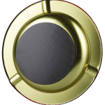 Overhead view of the RAW Round Metal Magnetic Ashtray, showing a circular, silver metallic dish with a textured surface.