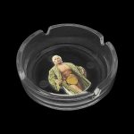 Glass ashtray featuring a printed image of Ric Flair, cannabis accessory.