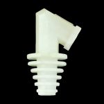 Pale green glass cannabis oil syringe tip isolated on a black background.