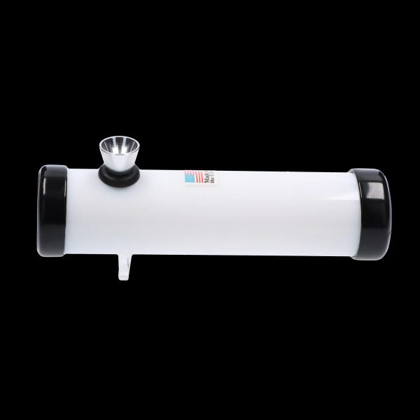 Front view of the JM Plastics Simply Smokey Acrylic Steam Roller, a clear 6-inch pipe with a streamlined design.