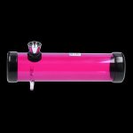 A side view of the 6-inch JM Plastics Simply Smokey Acrylic Steam Roller, showcasing its clear acrylic construction.