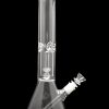 Clear glass bong with ice catcher and detachable downstem.
