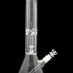 Clear glass bong with ice catcher and detachable downstem.