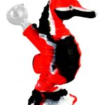 Front view of the Premium Silicone Seahorse Molded Water Pipe, sculpted in vibrant colors and resembling a seahorse form.