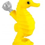 A side view of the Premium Silicone Seahorse Molded Water Pipe, showcasing its sculpted form against a plain white background.