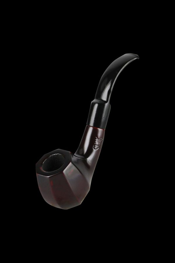 A side view of the Pulsar Bent Octagon Brandy, showcasing its glossy, brandy-colored finish and distinctive octagonal shape.