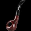 A side view of the Pulsar Bent Tomato Cherry Wood Sherlock pipe, showing its curved stem and wood-grain finish.