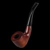 A side view of the Pulsar "Brandy" Classy Wooden Sherlock Pipe, showcasing its curved stem and polished wood finish.