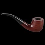 A side view of the Pulsar "Brandy" Classy Wooden Sherlock Pipe, featuring a curved stem and polished wood finish.