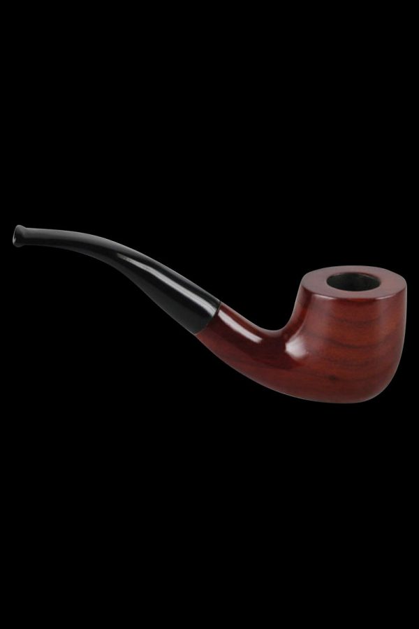 A side view of the Pulsar "Brandy" Classy Wooden Sherlock Pipe, featuring a curved stem and polished wood finish.