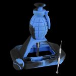 A front view of the Silicone "Dab Grenade" Vapor Straw Collector Kit, showing the black and blue collector on a dark surface.