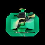 A front view of the Silicone "Dab Grenade" Vapor Straw Collector Kit, a black, grenade-shaped straw collector.