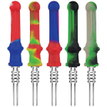 Front view of the Silicone Vapor Straw with Quartz Tip, displaying a slender, straw-like design with a metallic tip against a plain white background.