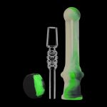 A close-up view of the Silicone Vapor Straw with Quartz Tip, featuring a slender straw with a clear quartz tip and a silicone grip.