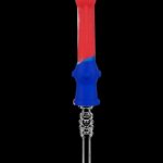 A close-up, angled view of the Silicone Vapor Straw with Quartz Tip, featuring a clear quartz tip and silicone body.