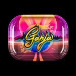 Retro-style rolling tray with “Ganji” script and 80s-inspired neon landscape.