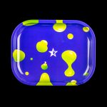 Blue rolling tray with bright green slime-like bubbles and a white star design.