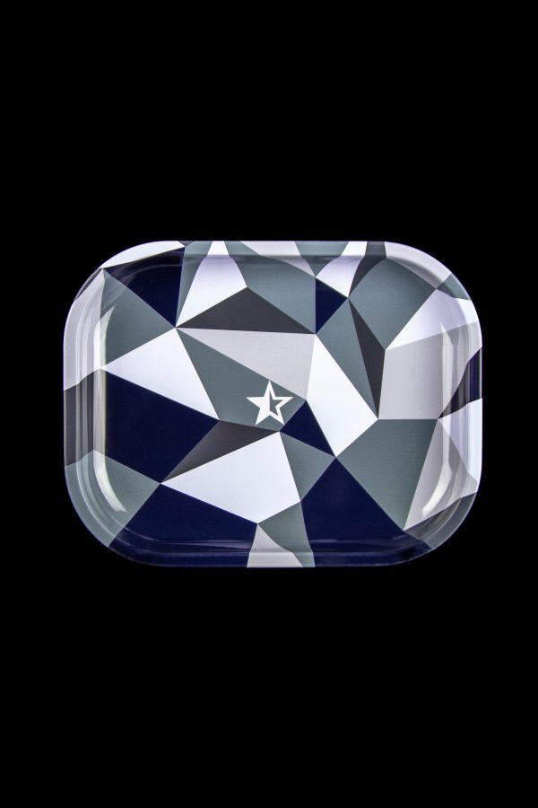 Geometric patterned rolling tray with a star motif.