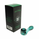 Front view of the “Puff Puff Pass “Sour Diesel” Strain Pipe”, a clear glass pipe with bold text branding.