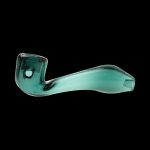 A side view of the “Puff Puff Pass “Sour Diesel” Strain Pipe, showcasing its curved shape and glossy finish.